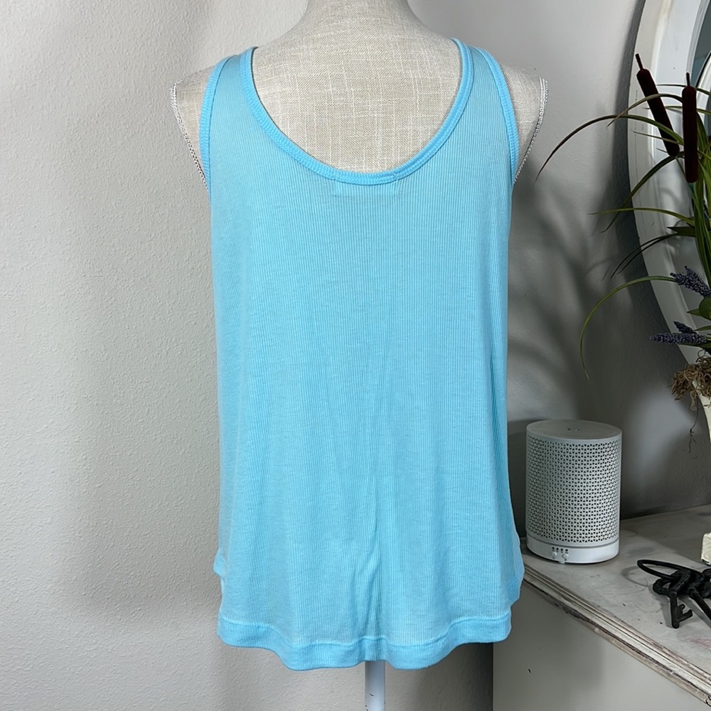Ocean Drive M Blue Ribbed Tank - Picture 9 of 13